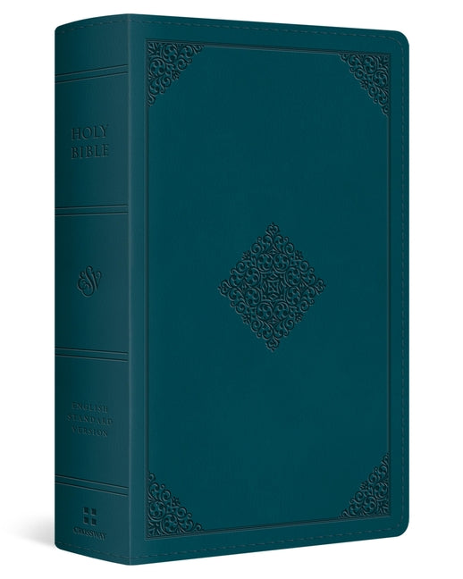 ESV Large Print Personal Size Bible, Red Letter (Trutone, Deep Teal, Ornament Design) by Esv Bibles