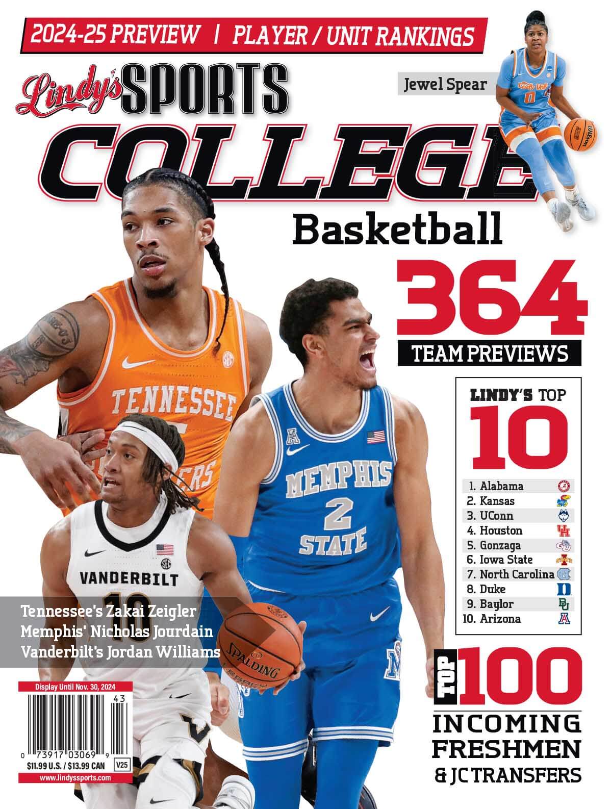Lindy's Sports College 2024-25 Basketball Magazine Sports Magazines TENN /MEM /VANDY