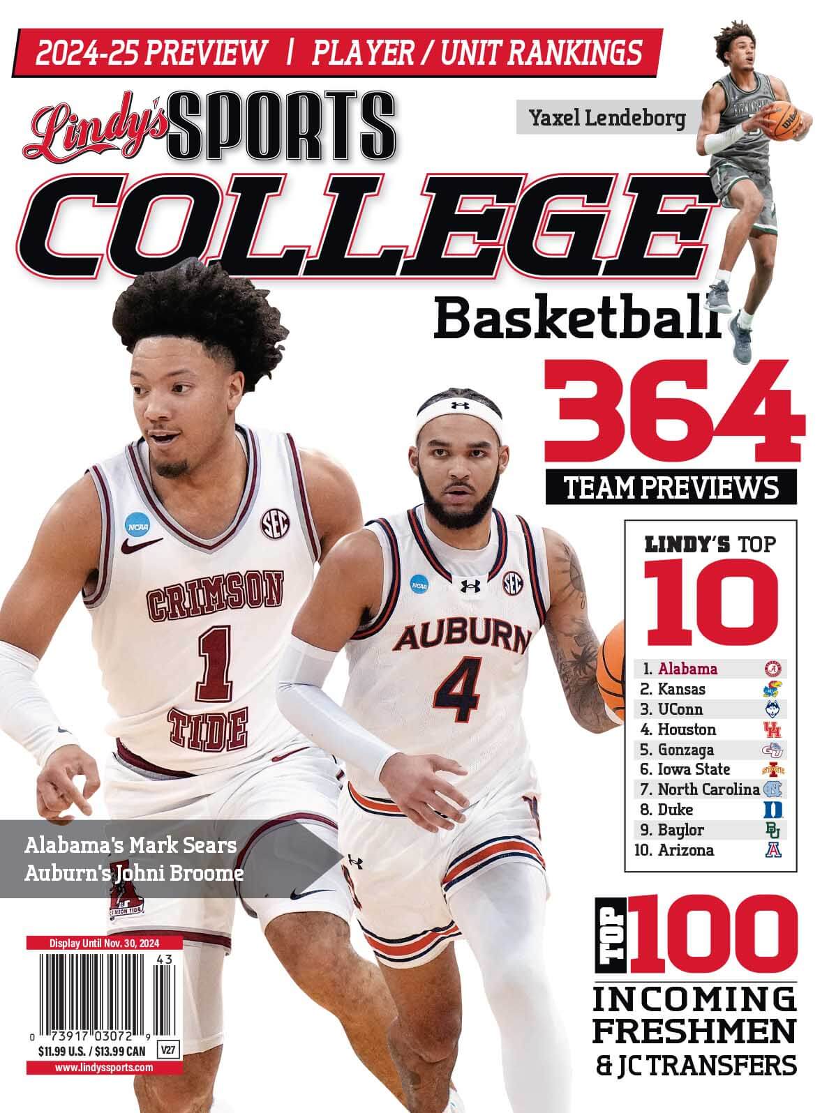 Lindy's Sports College 2024-25 Basketball Magazine Sports Magazines Alabama /Auburn /UAB