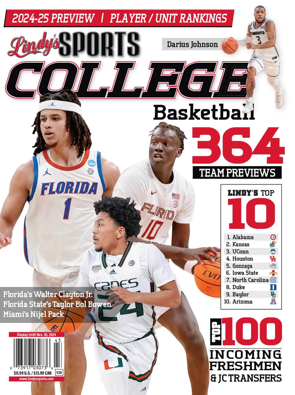 Lindy's Sports College 2024-25 Basketball Magazine Sports Magazines FL /MIA /FSU /UCF