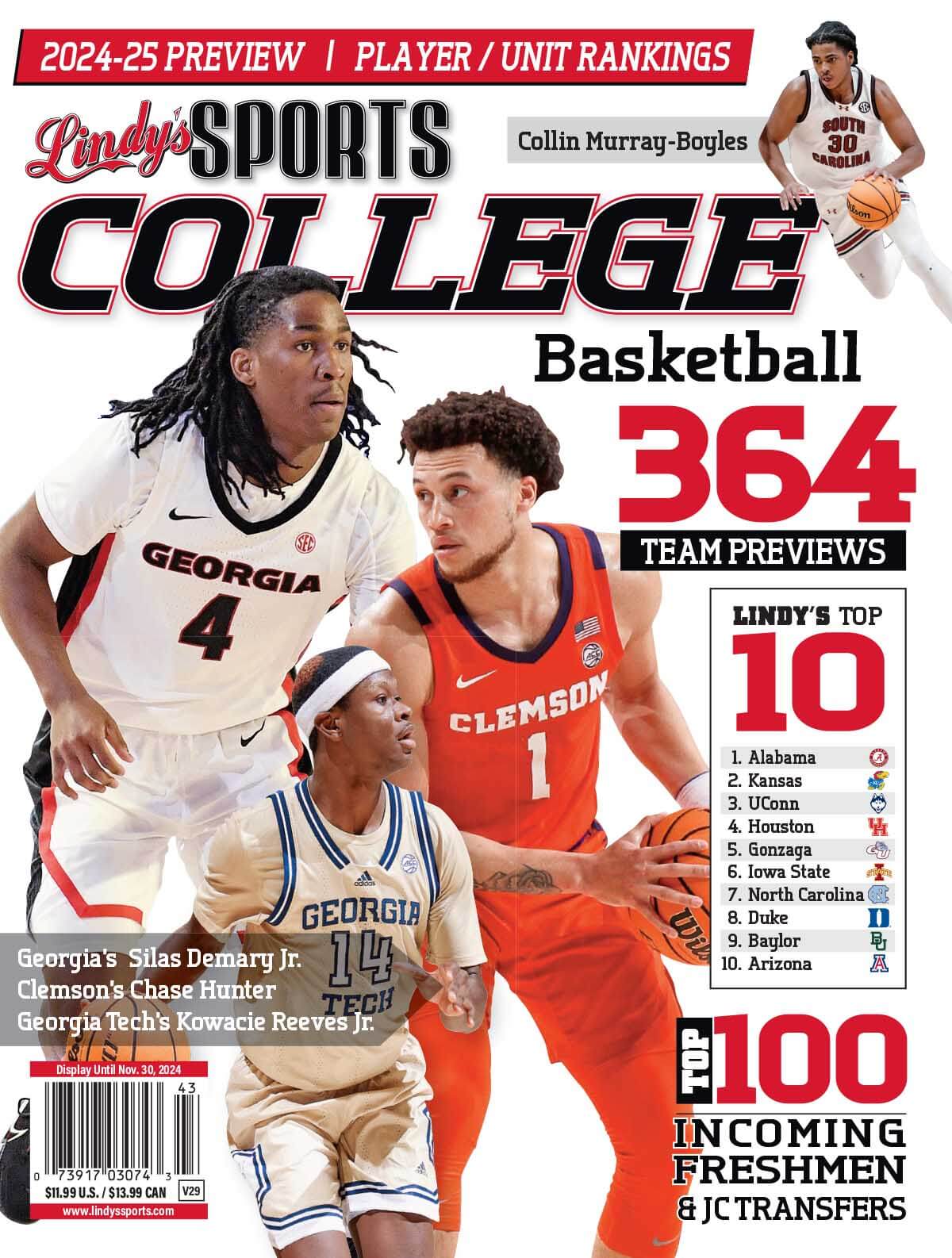 Lindy's Sports College 2024-25 Basketball Magazine Sports Magazines GA /GT /CLE /SC