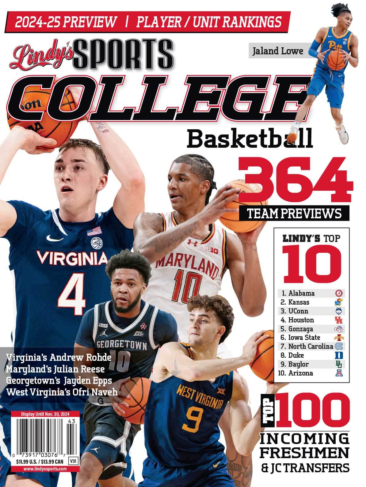 Lindy's Sports College 2024-25 Basketball Magazine Sports Magazines MD /VIR /PIT /VCU