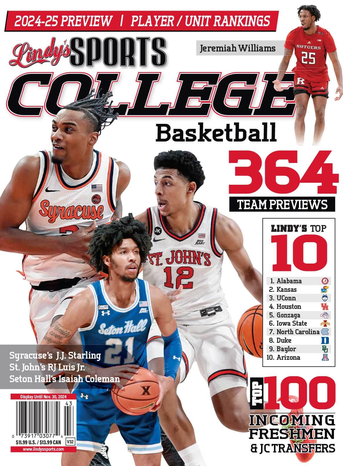 Lindy's Sports College 2024-25 Basketball Magazine Sports Magazines St. Johns /Syracuse
