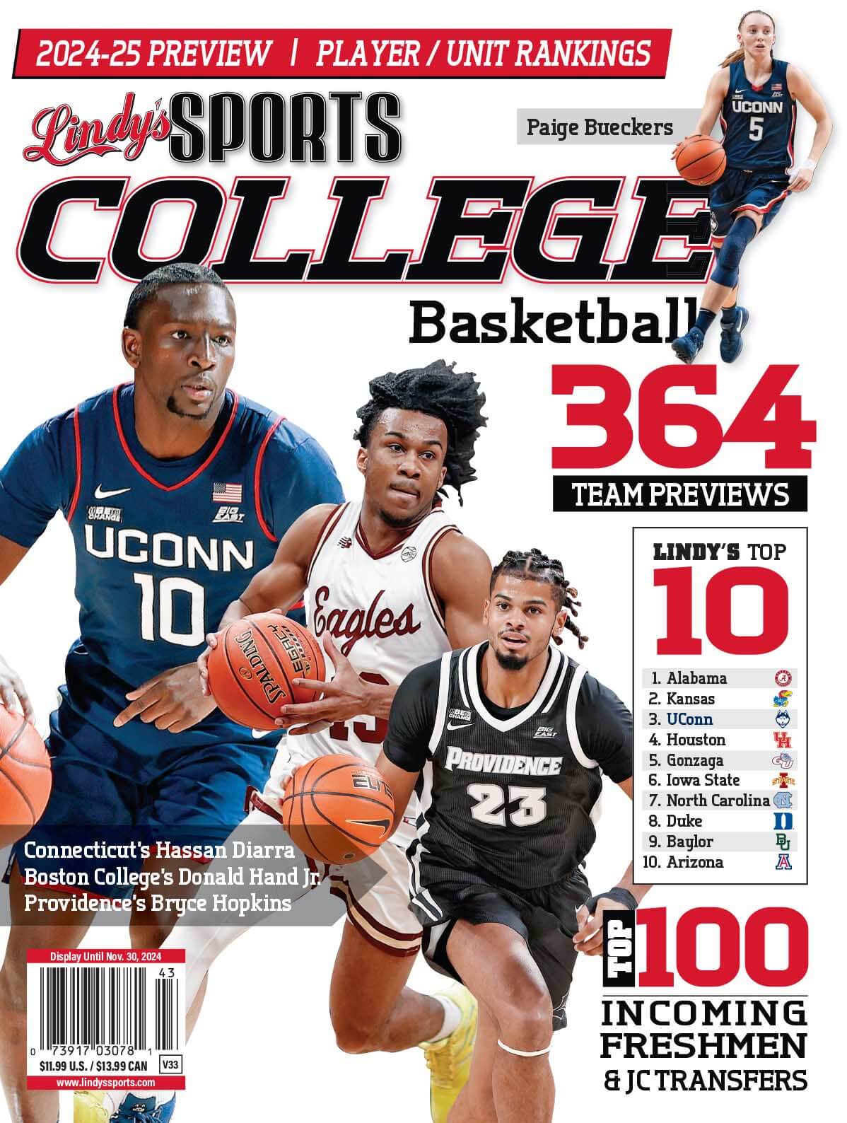 Lindy's Sports College 2024-25 Basketball Magazine Sports Magazines UCON /BC /HARVARD
