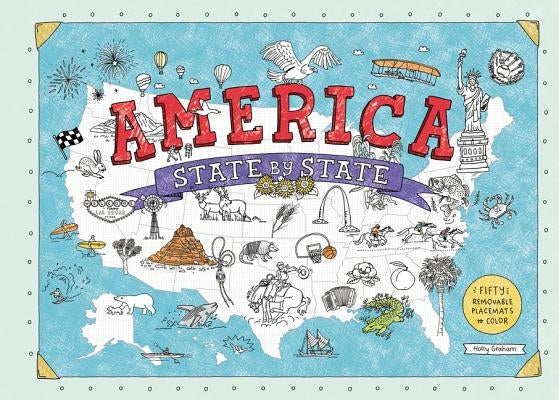 America State by State: Fifty Removable Placemats to Color Paperback Harper Paperbacks