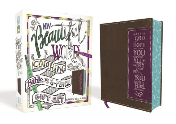 Niv, Beautiful Word Coloring Bible and 8-Pencil Gift Set, Leathersoft, Brown: Hundreds of Verses to Color Bible Zondervan