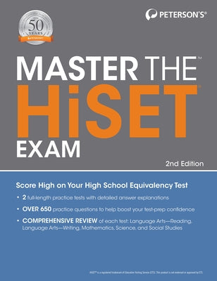 Master the Hiset Exam, 2nd Edition Paperback Peterson's