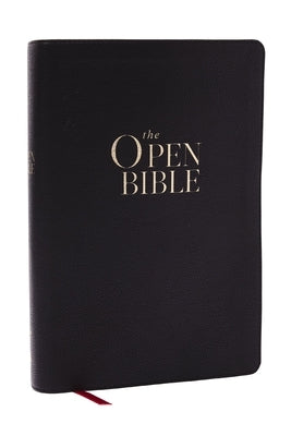 The Open Bible: Read and Discover the Bible for Yourself (Nkjv, Black Leathersoft, Red Letter, Comfort Print) Bible Thomas Nelson