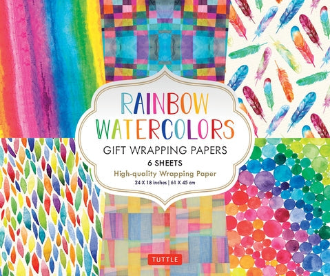 Rainbow Watercolors Gift Wrapping Papers - 6 Sheets: 24 X 18 Inch Wrapping Paper Paperback Tuttle Publishing