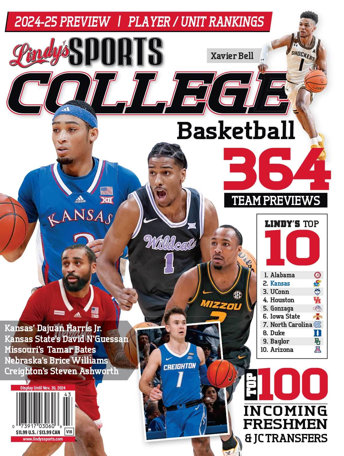 Lindy's Sports College 2024-25 Basketball Magazine Sports Magazines SureShot Books Publishing LLC KS / MISS /KS STATE