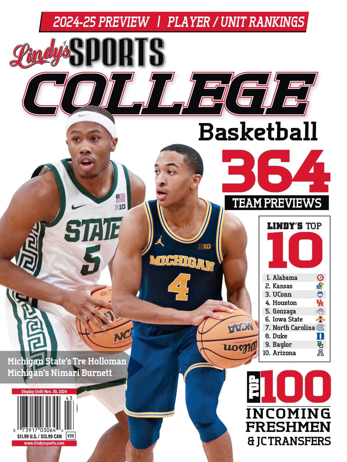 Lindy's Sports College 2024-25 Basketball Magazine Sports Magazines  MICH /MSU