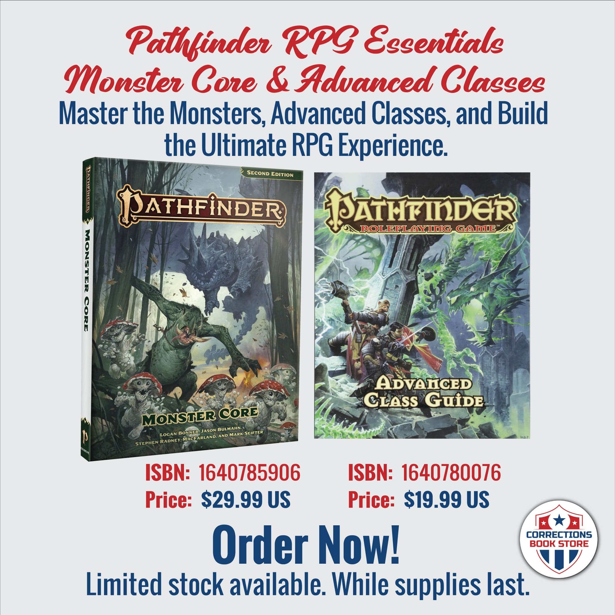 Pathfinder RPG Essentials Monster Core & Advanced Classes - Corrections Bookstore 
