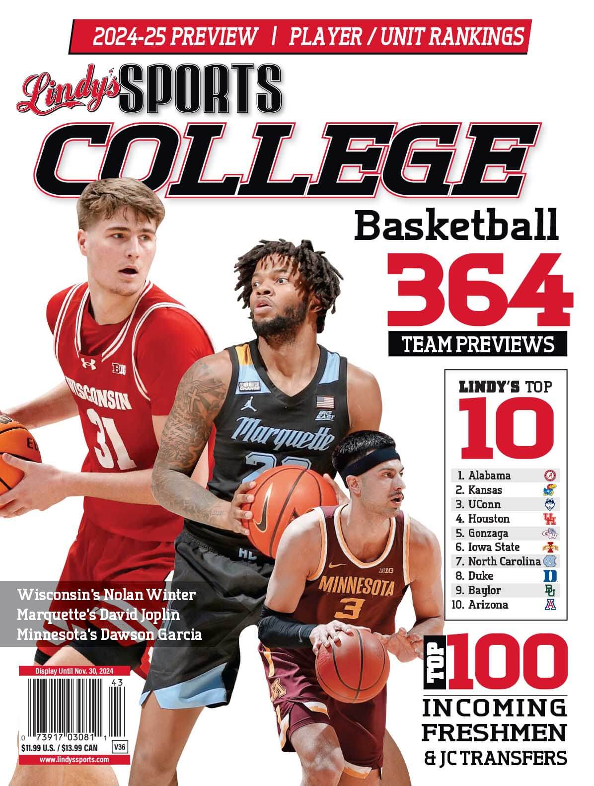 Lindy's Sports College 2024-25 Basketball Magazine Sports Magazines - Corrections Bookstore Marquette /Wisconsin
