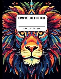 Lion Composition Notebook For Inmates Blank Sketch Book For Men And Women In Jail, Colorful Unruled Black Journal For Journaling, Note Taking, 8.5x11, 168 Pages, Gift For Lions And Animals Lovers - Corrections Bookstore
