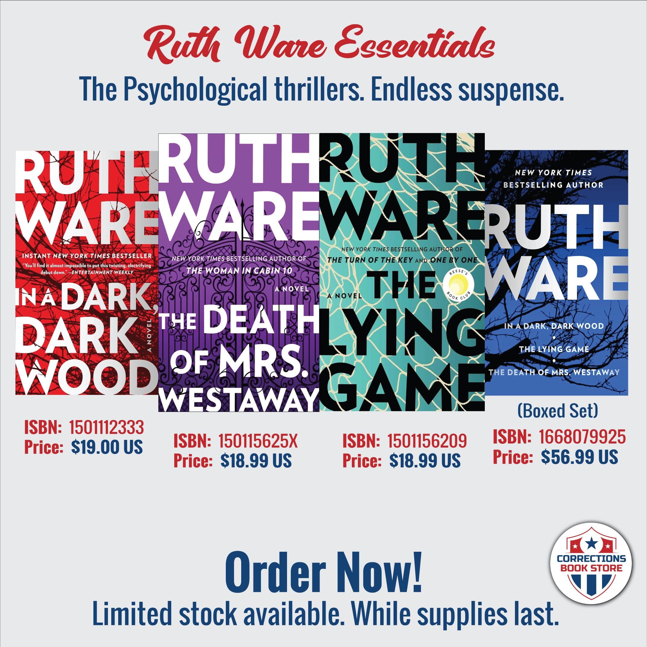Ruth Ware Essentials - Corrections Bookstore 